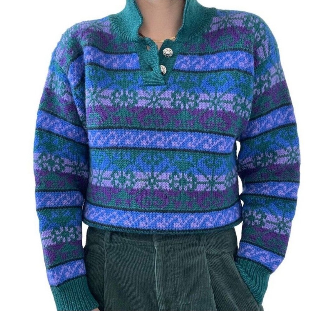 100% Wool Vintage Patterned Women's Sweater